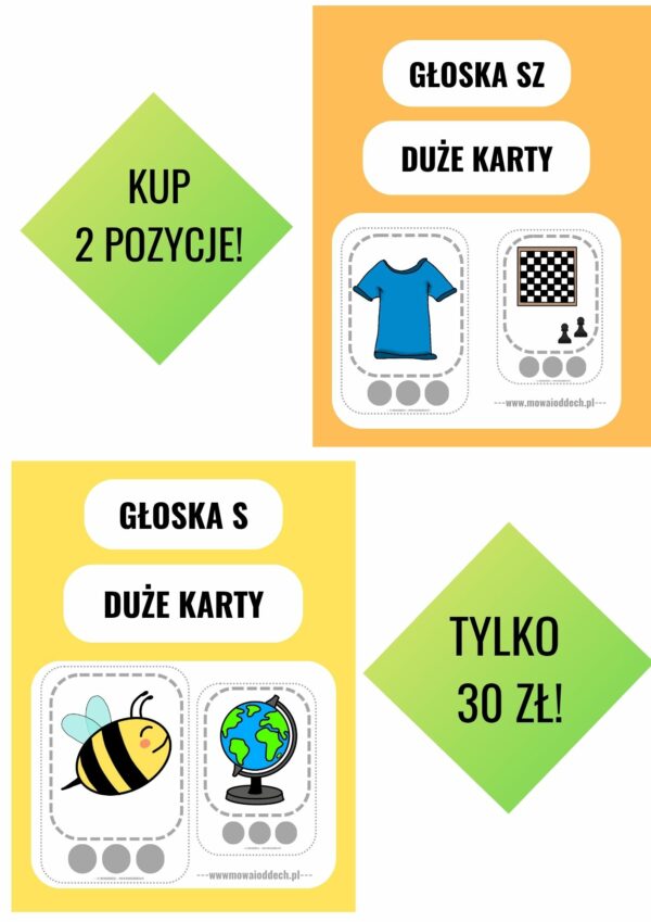 PAKIET DUŻE KARTY - głoski [SZ] / [S]